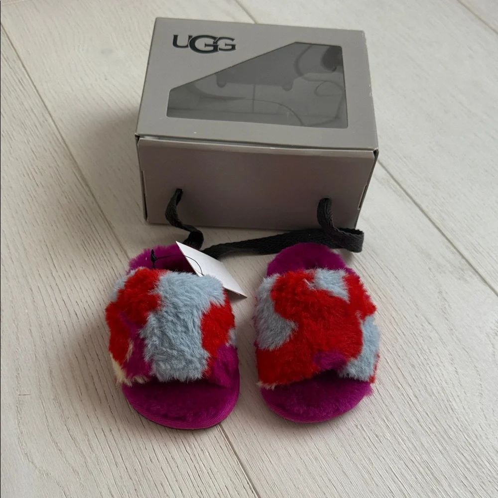 UGG Kids Colorful Fluffy Slippers